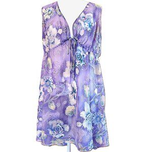 Vintage Expressions by California Dynasty Purple Floral Chemise Nightgown Sz 2X